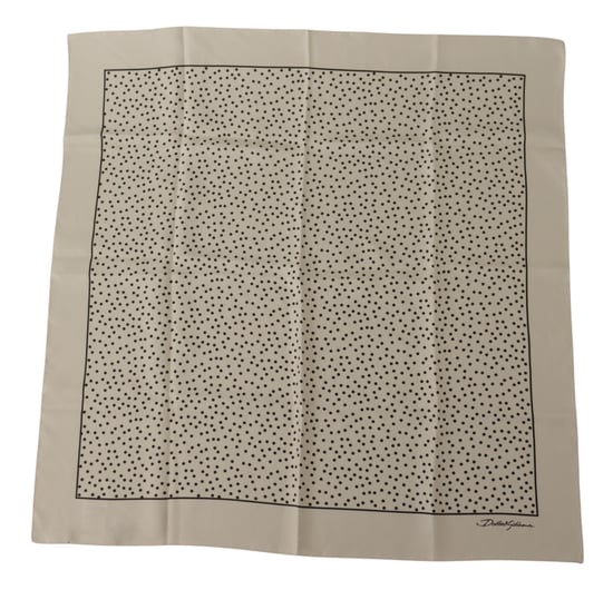 Dolce & Gabbana Men's Off White Polka Dots Square Handkerchief Scarf Silk