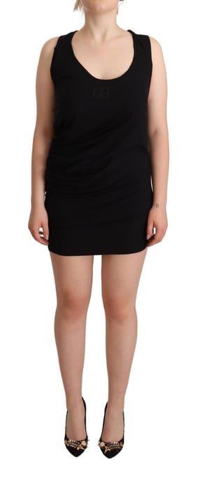 Roberto Cavalli Zwart Mouwloze Katoenen Sheath Mini Jurk - Image 1