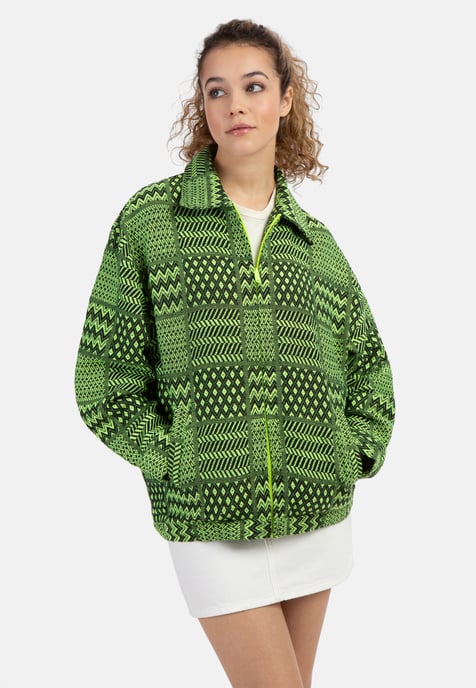 Mymo Oversized blouson Dames Neongroen Zwart - Image 3