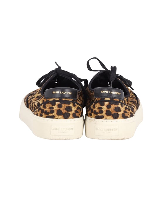 Saint Laurent Venice Leather-Trimmed Sneakers in Animal Print Canvas - Image 4