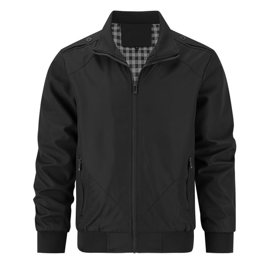 Heren Bomberjack met opstaande kraag, overgangsjack voor de herfst, casual sportjack Zwart - Image 2