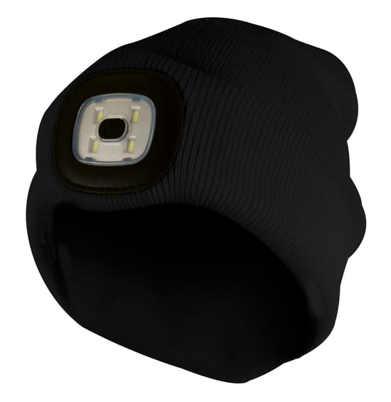 Gebreide wintermuts voor heren met led-gloeiend licht - Zwart - Image 1