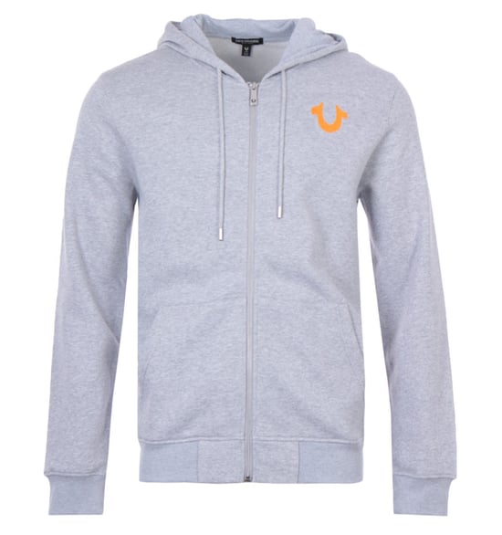 True Religion Anthem Sun Logo Zip Hooded Sweatshirt - Heather Grey