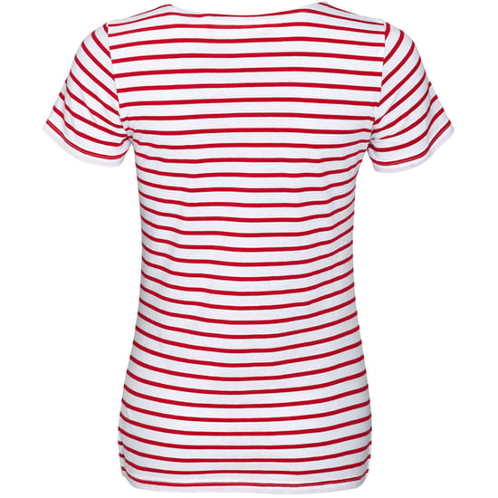 SOLS Womens/Ladies Miles Striped Short Sleeve T-Shirt (White/Red)