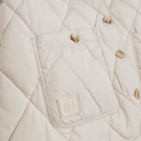 River Island Womens Padded Jacket Cream Faux Fur Collar
