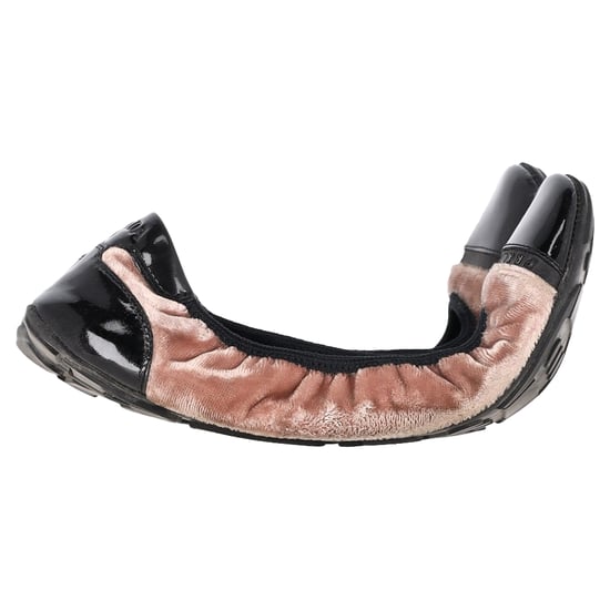 Prada Sport Patent Leather Cap Toe Ballet Flats in Brown Velvet - Image 1