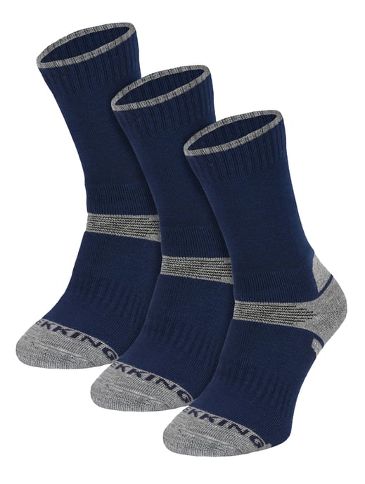 3-Paar Multipack Kinderen Merino Wol Wandelsokken | Lichtgewicht Anti-Blaren Sokken voor Jongens & Meisjes - Marineblauw - Image 1