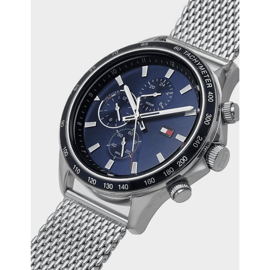 Accessoires Tommy Hilfiger Miles Chronograaf Mesh Armband Horloge in marineblauw zilver - Image 4