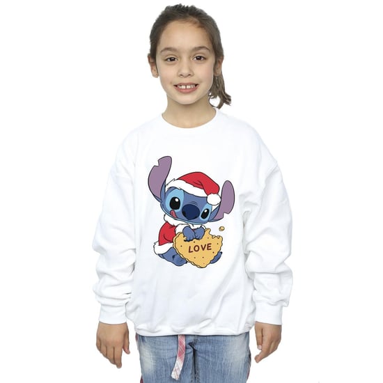 Disney Girls Lilo And Stitch Christmas Love Biscuit Sweatshirt (White)