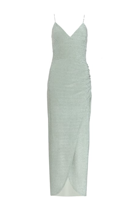 Sage Green Shimmer Wrap Maxi Dress - Image 1
