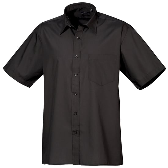 Premier Heren Korte Mouw Formele Poplin Gewoon Werk Shirt (Zwart) - Image 1