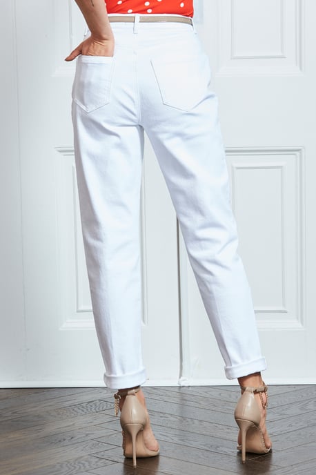White Denim Slim Leg Mom Jeans