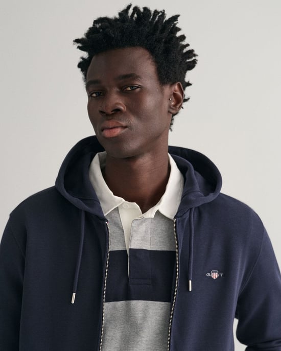 GANT Heren Regular Fit Shield Logo Volledige Rits Hoodie - Image 3