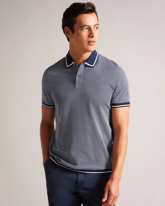 Ted Baker Affric Mens Short Sleeve Regular Geo Textured Polo Shirt