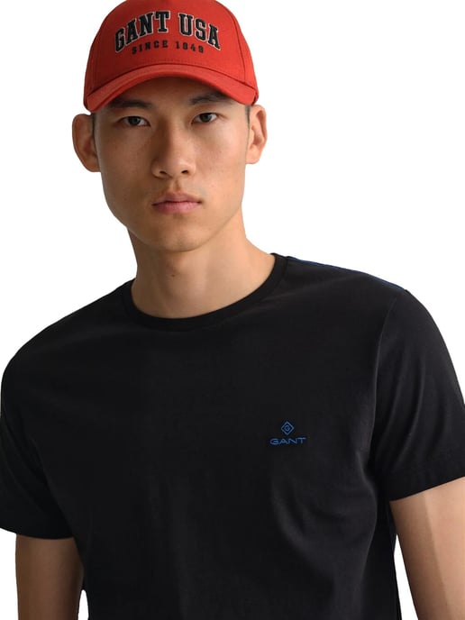 Gant heren T-shirt met ronde hals en contrasterend logo - Zwart - Image 3