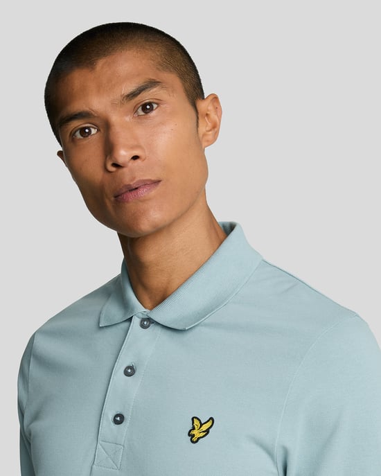 Blauw rookpoloshirt met Lyle & Scott-logo op de borst - Image 4