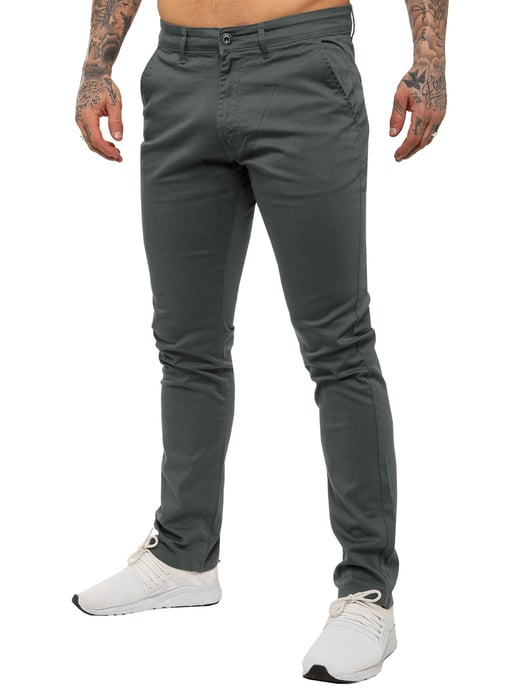 Enzo | Heren Slim Fit Stretch Chino Jeans - Grijs - Image 1