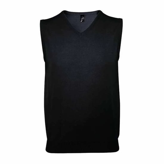 SOLS Unisex volwassen heren gebreid mouwloos sweatvest (Zwart) - Image 1
