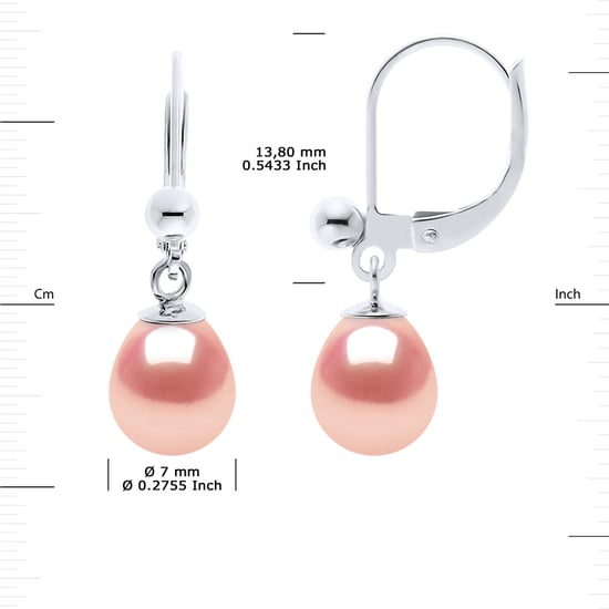 DIADEMA - Earrings - Silver and Real Freshwater Pearls - Pink