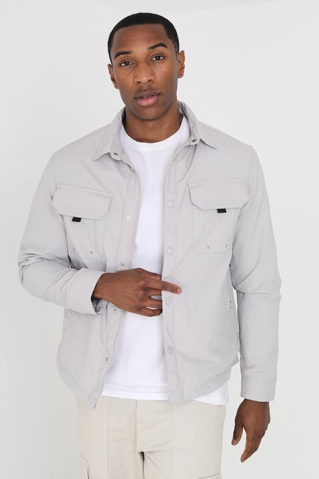 Light Grey 'Pearson' Lightweight Shacket - Image 1