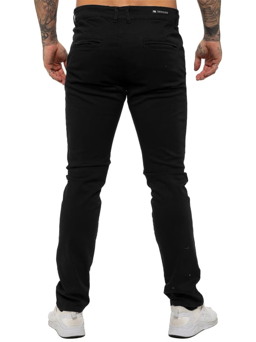 Enzo | Heren Slim Fit Stretch Chino Jeans - Zwart - Image 4