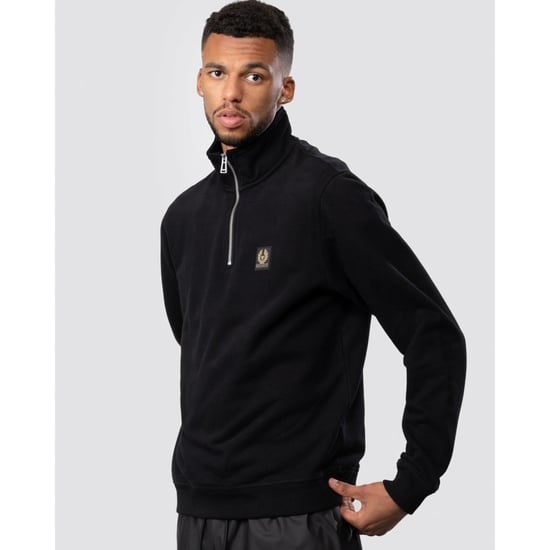 Men's Belstaff Quarter Zip Sweatshirt in Black - Image 3