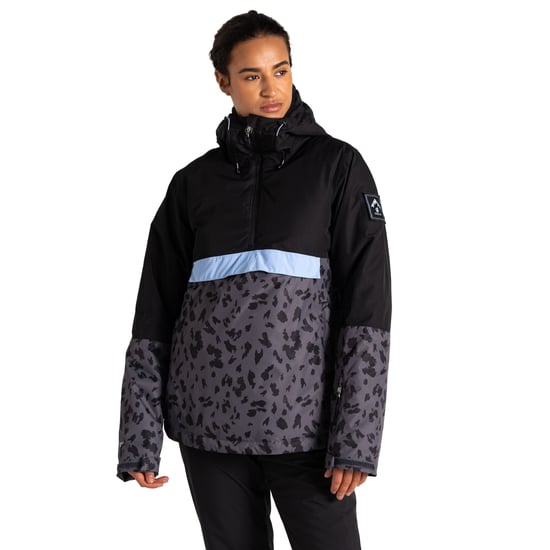 Dare 2B Dames/Dames Snowburst Leopard Print Overhead Ski Jas (Zwart/Ebbehoutgrijs) - Image 4