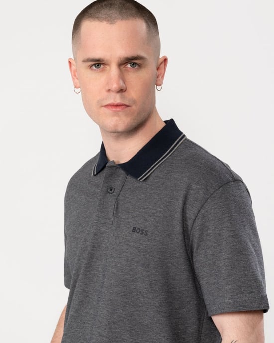 Men's Boss Peoxfordnew Short Sleeve Polo Shirt in Dark Blue 404 - Image 2