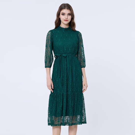 Fit-and-flare kanten jurk - Image 1