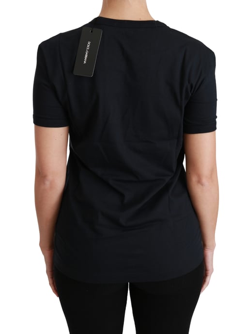 Dolce & Gabbana Vrouwen Blauwe Amore Patch Crewneck Katoen Top T-shirt - Image 5
