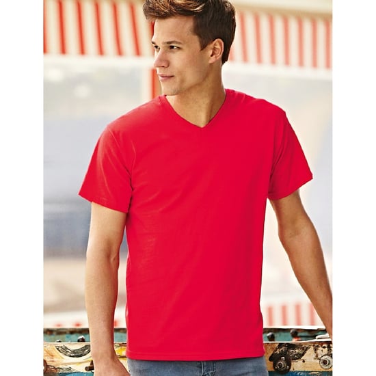 Fruit Of The Loom Heren Valuegewicht V-hals, T-shirt met korte mouwen. (Rood) - Image 3