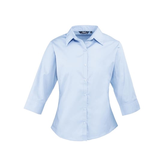 Premier Dames/Dames Poplin 3/4 Mouw Shirt (Lichtblauw) - Image 1