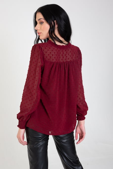 Dobby chiffon blouse met lange mouwen - Image 3
