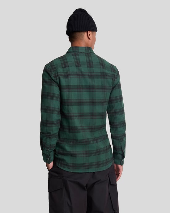 Lyle & Scott Tonal Check Flannel Shirt Blue