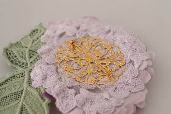 Dolce & Gabbana Paarse Bloemen Gouden Tinten Messing DamesBroche - Image 4