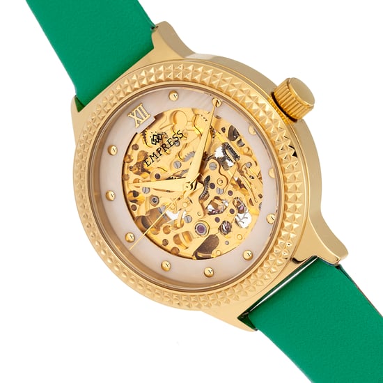 Empress Alice Automatic MOP Skeleton Dial Leather-Band Watch