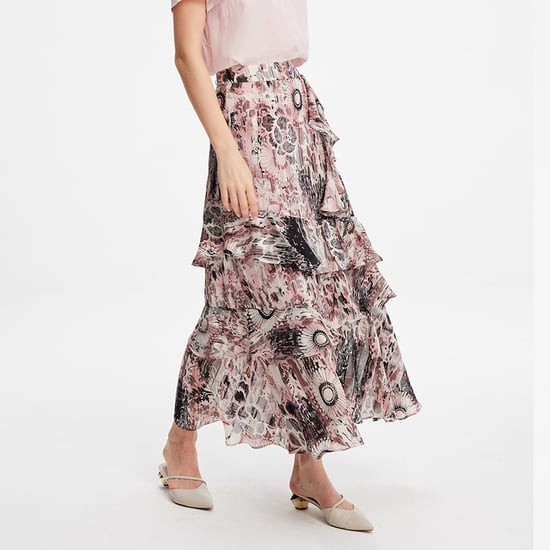 Lange chiffon rok met ruches bloemenprint - Image 3