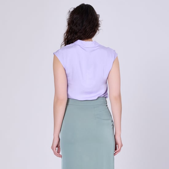 Mouwloze blouse met brede platte kraag - Image 5