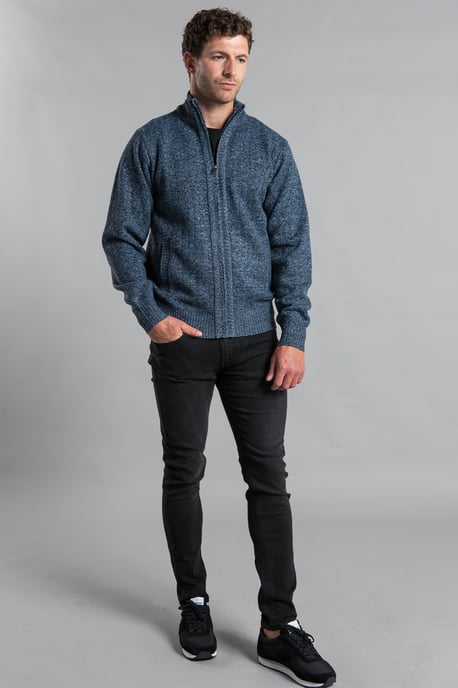 Light Blue Funnel Neck Zip-Through Cardigan