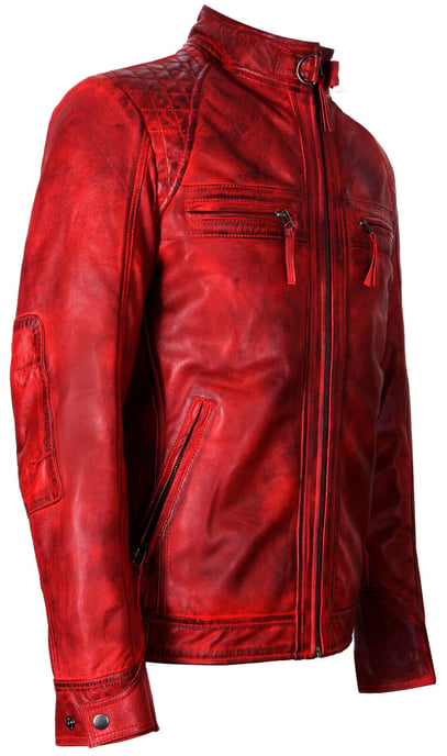 Leather Rock Racing Quilted Biker Jacket