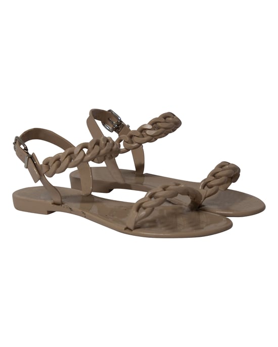 Givenchy Jelly Plate Chain Flat Sandals in Beige Plastic - Image 3