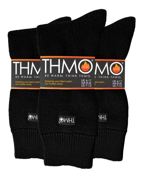 3 paar met fleece gevoerde pantoffelsokken voor heren | THMO | Ademende Crew Indoor Sokken met Grippers - Zwart - Image 2