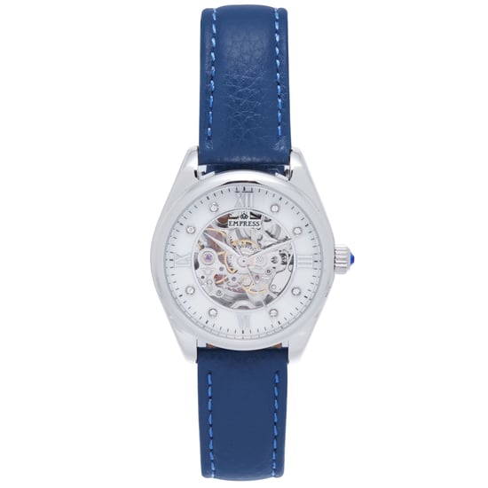 Empress Magnolia Automatic MOP Skeleton Dial Leather-Band Watch
