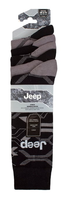 Heren Bamboe Dress Sokken | Jeep | 5-Pack Ademend Vrijetijdssokken voor Elke Dag - Zwart / Charcoal - Image 2