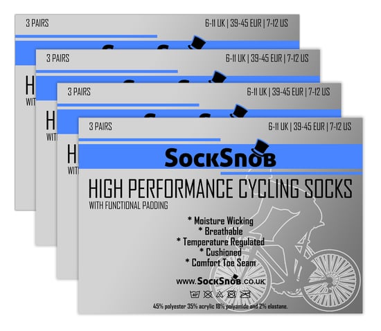 Sock Snob - 12 paar zwarte fietssokken voor heren - Zwart - Image 2