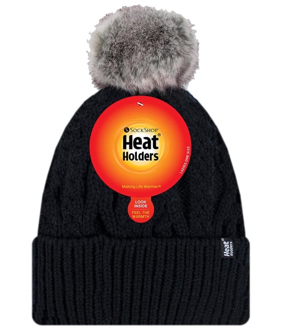 Heat Holders - Pom Pom-muts met boeien voor dames - Zwart - Image 2