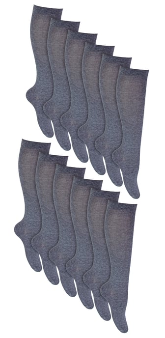 12 paar ademende katoenen kniekousen voor meisjes - Grijs - Image 1