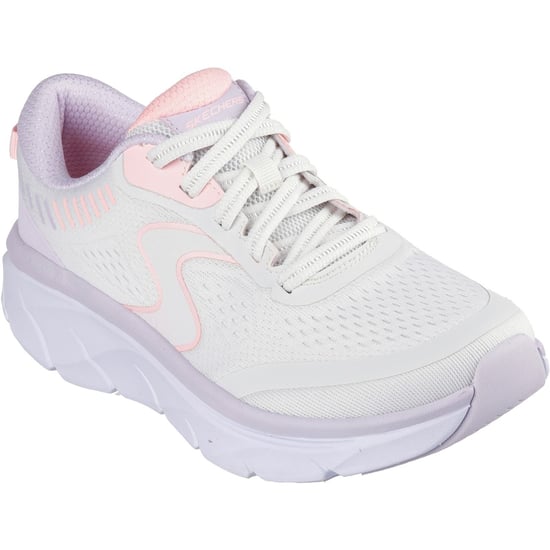 Skechers D'Lux Walker 2.0 Active Pace Textile Dames Off White/Pink Trainers - Image 1