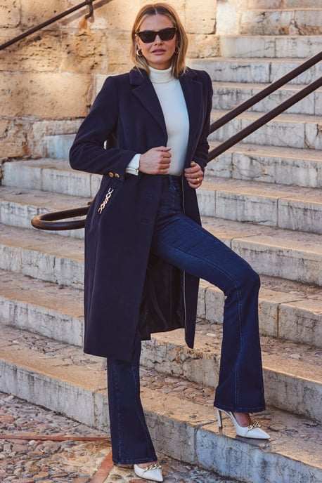 Navy Blue Premium Longline Coat