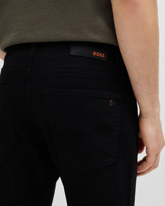BOSS Orange DELAWARE BO Heren Slim Fit Comfort-Stretch Zwarte Jeans NOS - Image 3